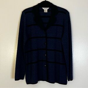 Exclusively Misook | Cardigan sweater blazer Women size M stripe Royal blue knit